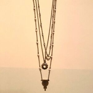 Lucky Brand antique gold toned multi strand necklace